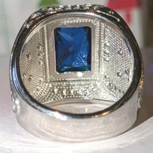 Silver and Blue Men's Ring